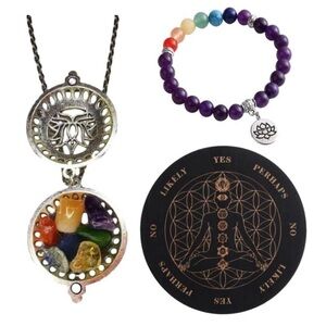 Hypiisan Throat Chakra Healing Set Chakra Crystal Necklace, Healing Bracelet New